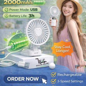 হ্যান্ডহেল্ড মিনি পোর্টেবল ফোল্ডেবল ফ্যান | USB চার্জিং | ডিজিটাল ডিসপ্লে |